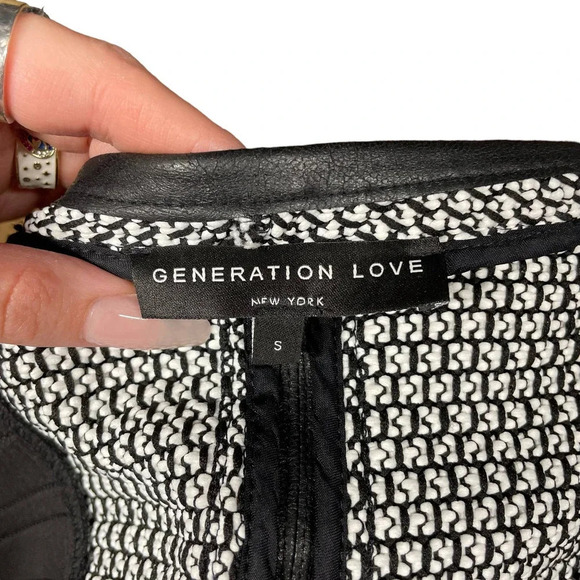 Generation Love Aston Bonded Faux-Leather Boucle Cardigan Blazer Size S - Picture 9 of 11